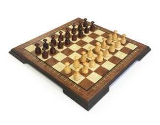 Helena Wood Art El Yapımı Ahşap Kızıl Dama Takımı 48 cm Kahve-50mm - 7