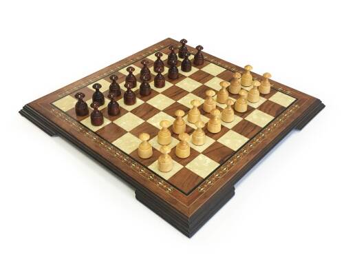 Helena Wood Art El Yapımı Ahşap Kızıl Dama Takımı 48 cm Kahve-50mm - 7