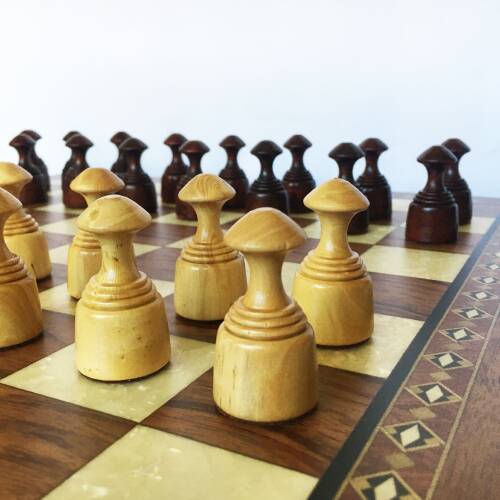 Helena Wood Art El Yapımı Ahşap Kızıl Dama Takımı 48 cm Kahve-50mm - 8