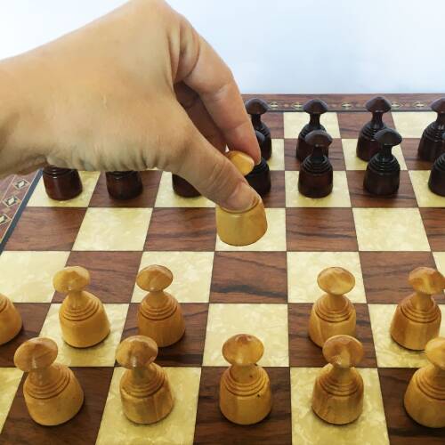 Helena Wood Art El Yapımı Ahşap Kızıl Dama Takımı 48 cm Kahve-50mm - 9