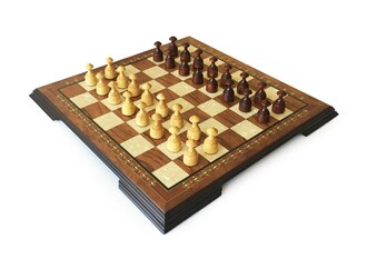 Helena Wood Art - Handmade Red Checkers/Draughts Set With Wooden Draughts Figures 50mm Cream-Brown (48 cm/18.8”)
