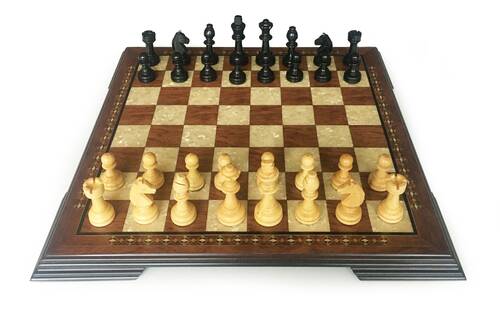 Handmade Wooden Chess Set Red With Wooden Chess Figures (48 cm/18.8")
