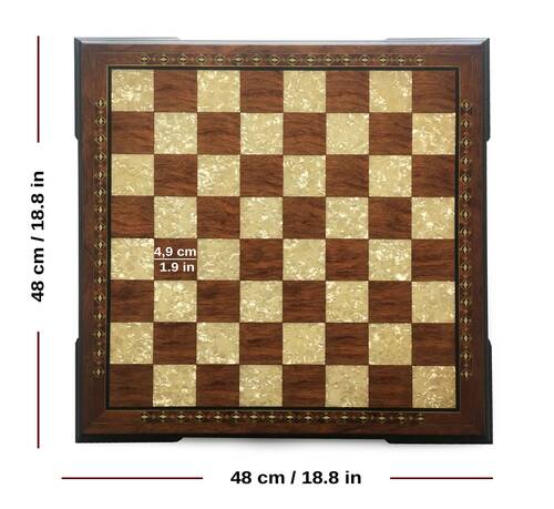 Handmade Wooden Chess Set Red With Wooden Chess Figures (48 cm/18.8")