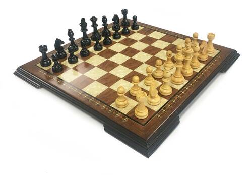 Handmade Wooden Chess Set Red With Wooden Chess Figures (48 cm/18.8")