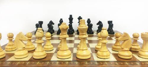 Handmade Wooden Chess Set Red With Wooden Chess Figures (48 cm/18.8")