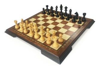 Helena Wood Art El Yapımı Ahşap Satranç Seti Kızıl - 1