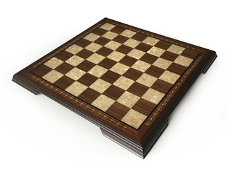 Helena Wood Art - Massive Wooden Chess Board Handmade Walnut Mosaic Inlaids 48cm (18.8")
