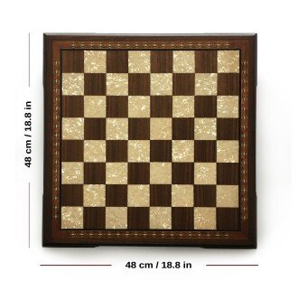 Helena Wood Art El Yapımı Ahşap Satranç Tablası 48cm - 3