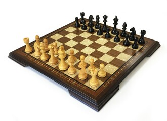 Helena Wood Art - Handmade Wooden Chess Set With Wooden Chess Figures (48 x 48 cm / 18.1 x 18.1 in)