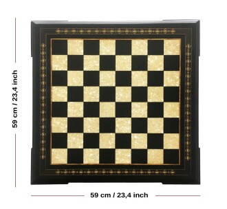 Helena Wood Art El Yapımı Masif Ahşap Sedefli Satranç Tablası 59x59 - 3
