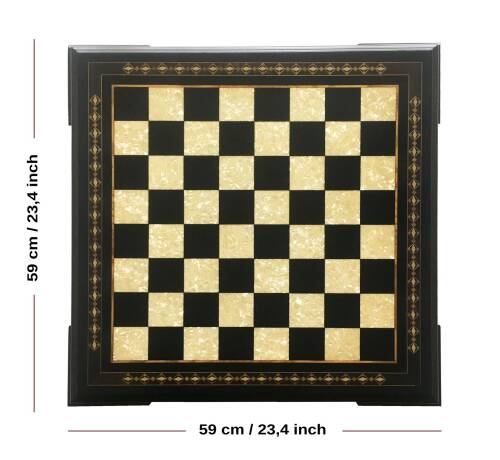 Helena Wood Art El Yapımı Masif Ahşap Sedefli Satranç Tablası 59x59 - 3