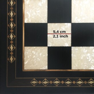 Helena Wood Art El Yapımı Masif Ahşap Sedefli Satranç Tablası 59x59 - 4