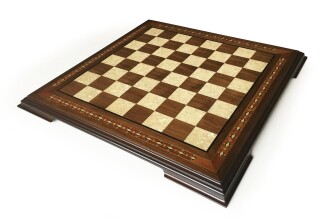 Helena Wood Art El Yapımı Masif Ahşap Sedefli Satranç Tablası Ceviz 59x59cm 