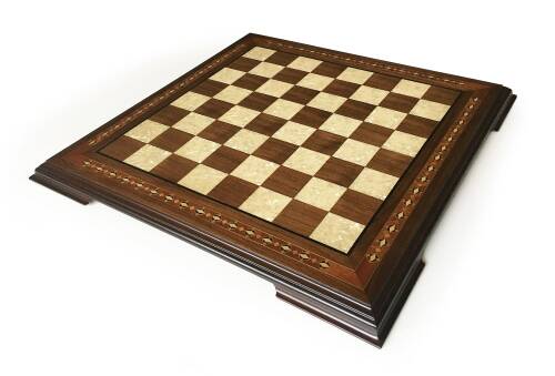 Helena Wood Art El Yapımı Masif Ahşap Sedefli Satranç Tablası Ceviz 59x59cm - 1