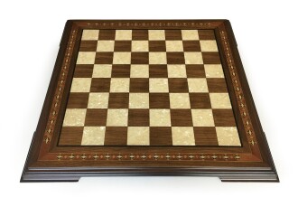 Helena Wood Art El Yapımı Masif Ahşap Sedefli Satranç Tablası Ceviz 59x59cm - 2