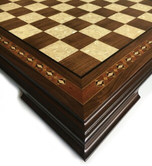 Helena Wood Art El Yapımı Masif Ahşap Sedefli Satranç Tablası Ceviz 59x59cm - 6