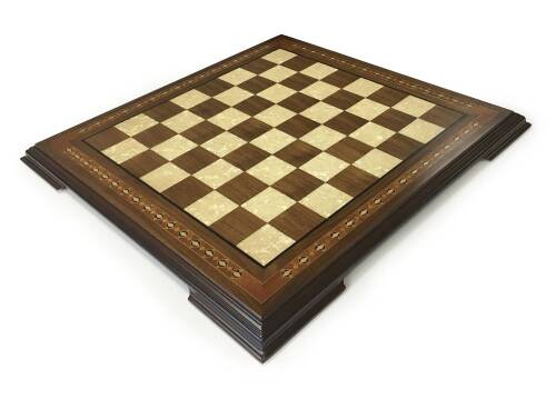 Helena Wood Art El Yapımı Masif Ahşap Sedefli Satranç Tablası Ceviz 59x59cm - 7