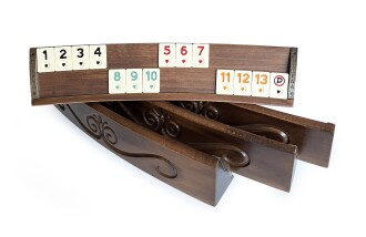 Helena Wood Art Elliptic Oval El Yapımı Masif Ahşap Oymalı Okey Takımı - 2