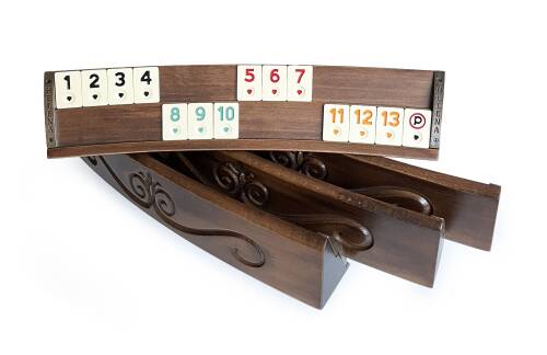 Helena Wood Art Elliptic Oval El Yapımı Masif Ahşap Oymalı Okey Takımı - 2