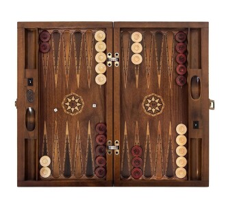 Helena Wood Art Genius El Oyması Ahşap Tavla Seti Ceviz - 3