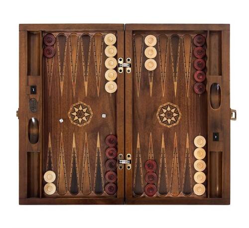 Helena Wood Art Genius El Oyması Ahşap Tavla Seti Ceviz - 3