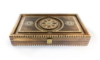 Helena Wood Art Genius El Oyması Ahşap Tavla Seti Ceviz - 4