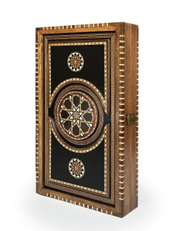 Helena Wood Art Genius El Oyması Ahşap Tavla Seti Siyah 