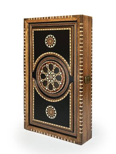 Helena Wood Art Genius El Oyması Ahşap Tavla Seti Siyah - 1