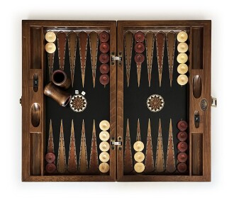 Helena Wood Art Genius El Oyması Ahşap Tavla Seti Siyah - 2