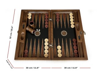 Helena Wood Art Genius El Oyması Ahşap Tavla Seti Siyah - 3