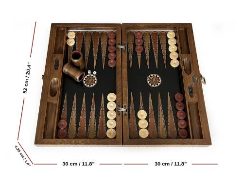 Helena Wood Art Genius El Oyması Ahşap Tavla Seti Siyah - 3