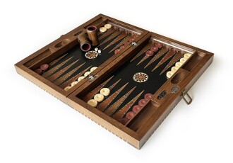 Helena Wood Art Genius El Oyması Ahşap Tavla Seti Siyah - 4