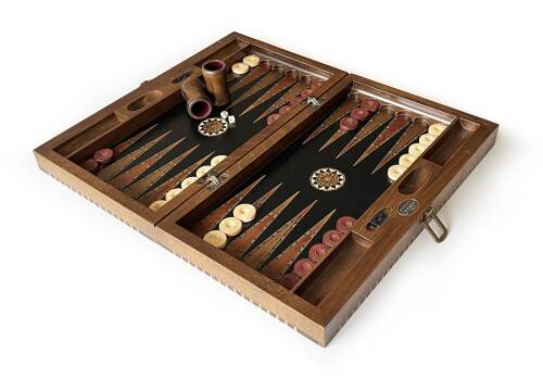 Helena Wood Art Genius El Oyması Ahşap Tavla Seti Siyah - 4