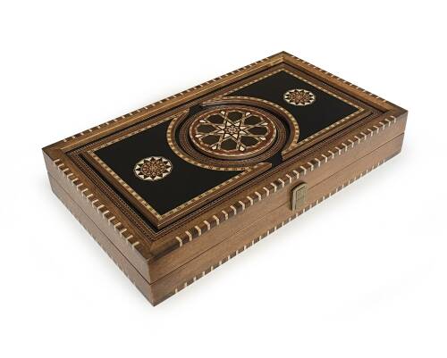 Helena Wood Art Genius El Oyması Ahşap Tavla Seti Siyah - 7