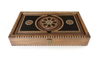 Helena Wood Art Genius El Oyması Ahşap Tavla Seti Siyah - 8