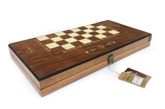 Helena Wood Art İşlemeli Klasik Tavla Büyük Boy - 8