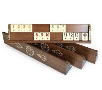 Helena Wood Art Kardelen El Yapımı Masif Ahşap Okey Takımı Mozaikli Ceviz - 2