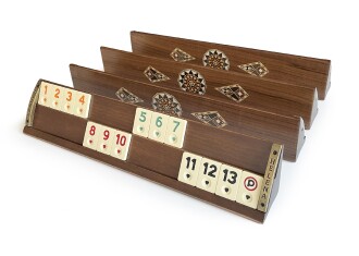 Helena Wood Art Kardelen El Yapımı Masif Ahşap Okey Takımı Mozaikli Ceviz - 4