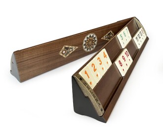 Helena Wood Art Kardelen El Yapımı Masif Ahşap Okey Takımı Mozaikli Ceviz - 7