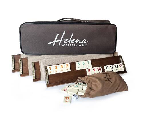 Helena Wood Art Kardelen El Yapımı Masif Ahşap Okey Takımı Mozaikli Ceviz - 8