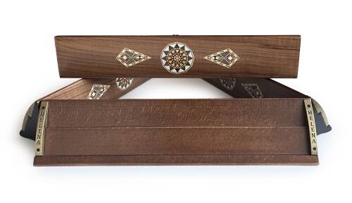 Helena Wood Art Kardelen El Yapımı Masif Ahşap Okey Takımı Mozaikli Ceviz - 10