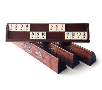 Helena Wood Art Kardelen El Yapımı Masif Ahşap Okey Takımı Mozaikli Gül - 2