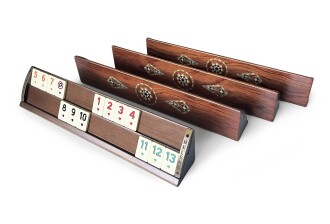 Helena Wood Art Kardelen El Yapımı Masif Ahşap Okey Takımı Mozaikli Gül - 4