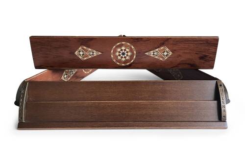 Helena Wood Art Kardelen El Yapımı Masif Ahşap Okey Takımı Mozaikli Gül - 5