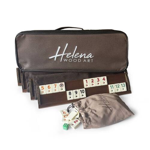 Helena Wood Art Kardelen El Yapımı Masif Ahşap Okey Takımı Mozaikli Gül - 8