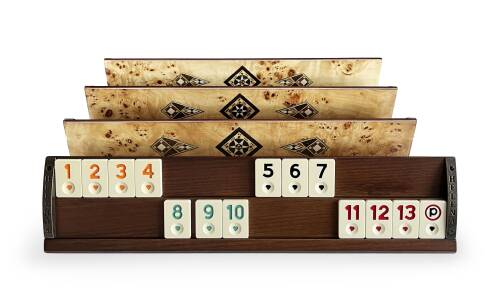 Helena Wood Art Kardelen El Yapımı Masif Ahşap Okey Takımı Mozaikli Mazel - 3