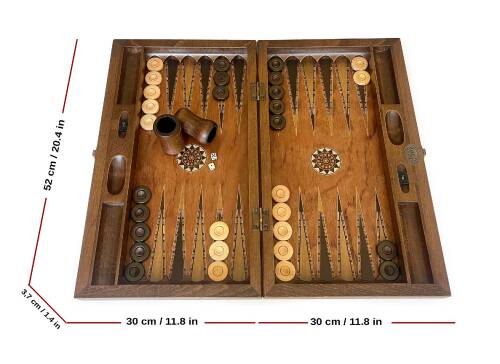 Helena Wood Art King El Yapımı Ahşap Tavla Seti Geniş - 4