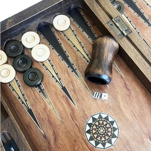 Helena Wood Art King El Yapımı Ahşap Tavla Seti Geniş - 8