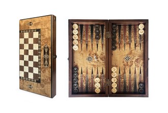 Helena Wood Art - Classic Handmade Massive Wood Backgammon Set Big Size 50 x 25 cm / 19.6 x 9.8 in
