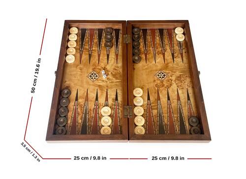 Helena Wood Art Klasik El Yapımı Ahşap Tavla Seti Büyük Boy